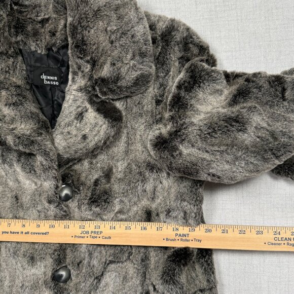 Vintage Dennis Basso Faux Fur Coat Gray Button Front Long Sleeve USA Size S - Picture 6 of 11